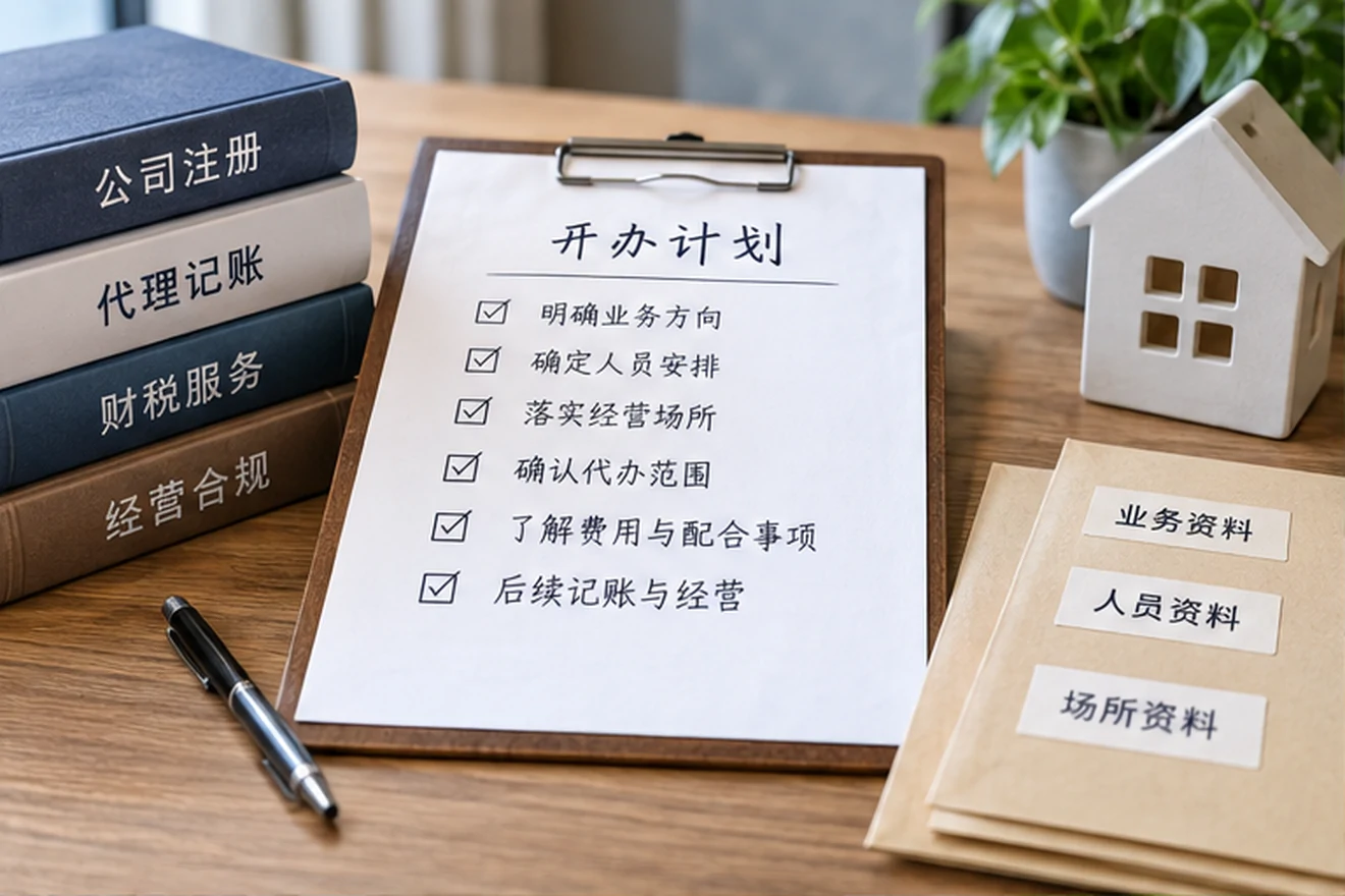 创业者一起整理开办计划的服务场景示意