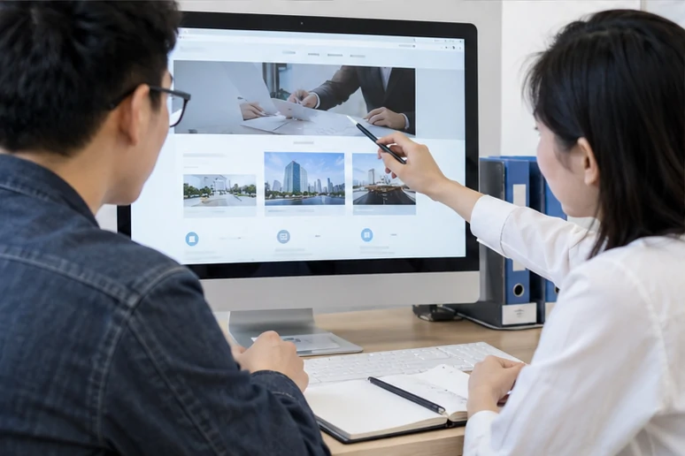 企业网站展示业务与服务信息的场景示意