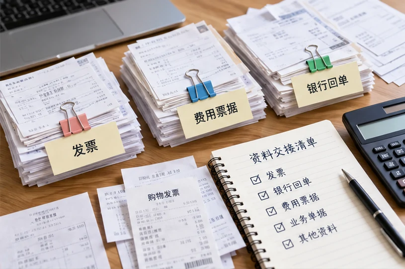整理企业票据与日常账务资料的服务场景示意
