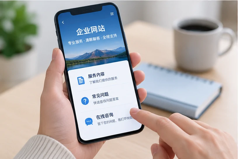 企业网站展示业务与服务信息的场景示意