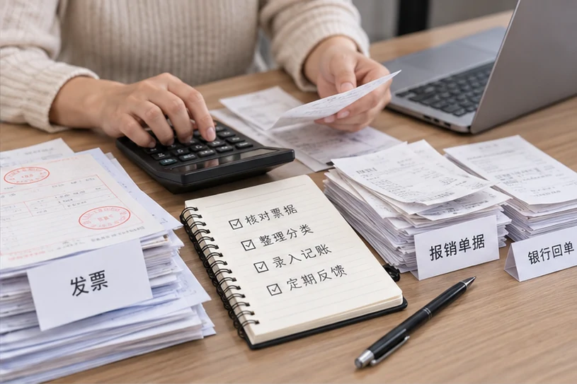 整理企业票据与日常账务资料的服务场景示意