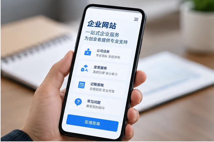 企业网站展示业务与服务信息的场景示意