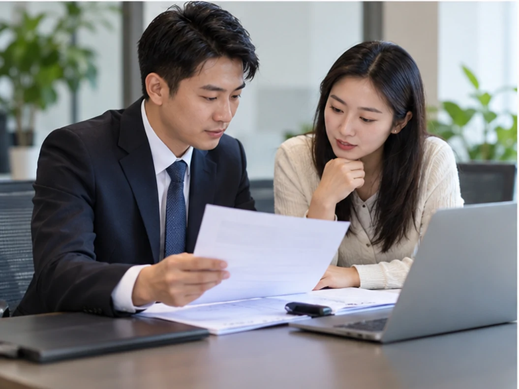 核对注册公司资料与办理事项的服务场景示意