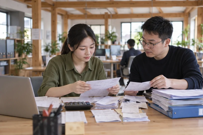 整理企业票据与日常账务资料的服务场景示意