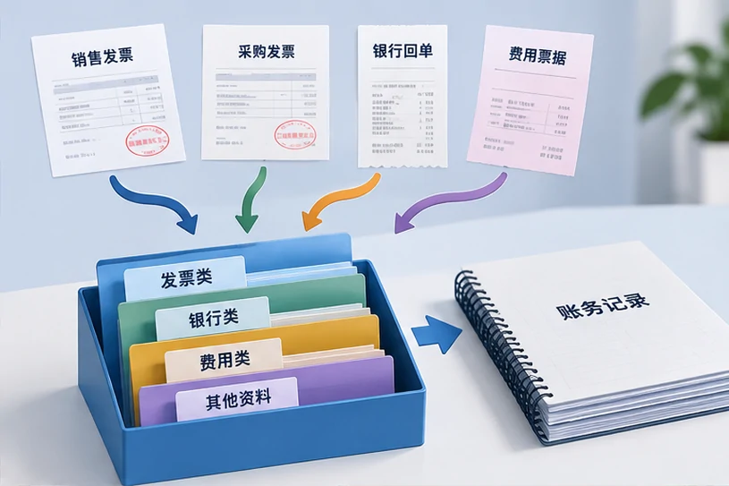 整理企业票据与日常账务资料的服务场景示意