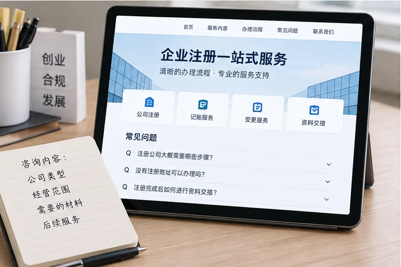 企业网站展示业务与服务信息的场景示意