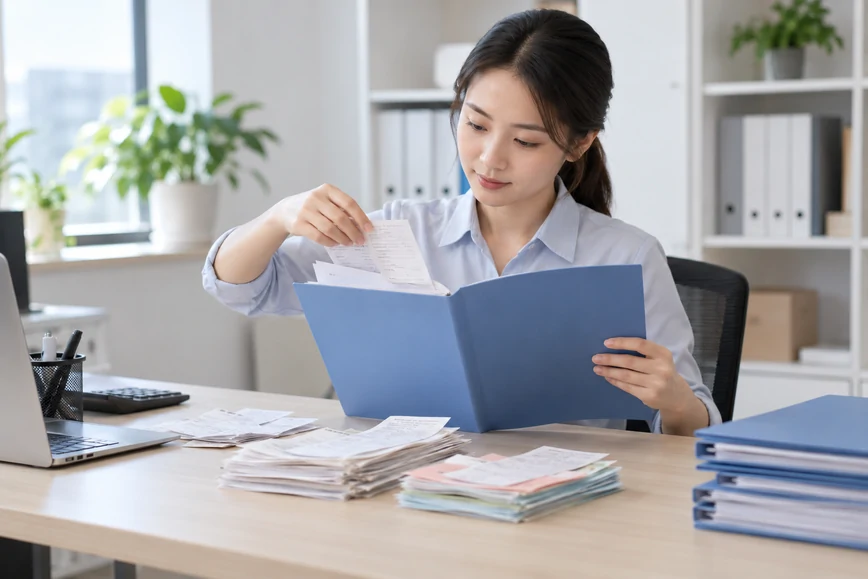 整理企业票据与日常账务资料的服务场景示意