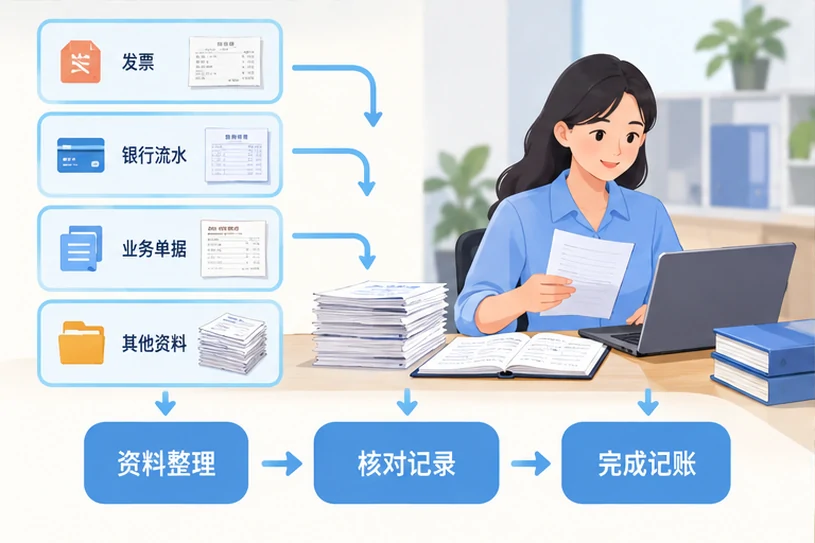 整理企业票据与日常账务资料的服务场景示意