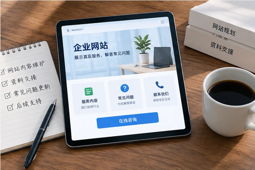 企业网站展示业务与服务信息的场景示意