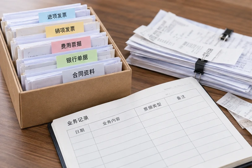 整理企业票据与日常账务资料的服务场景示意