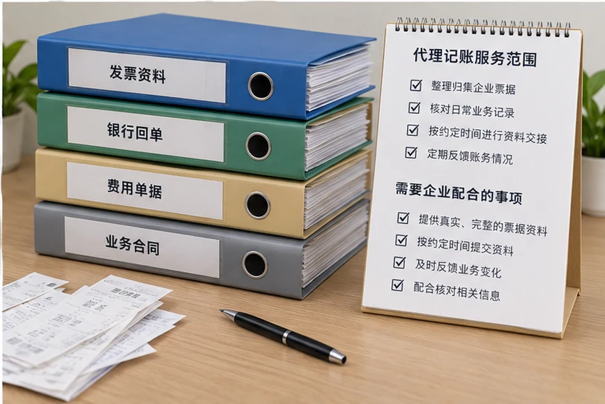 整理企业票据与日常账务资料的服务场景示意
