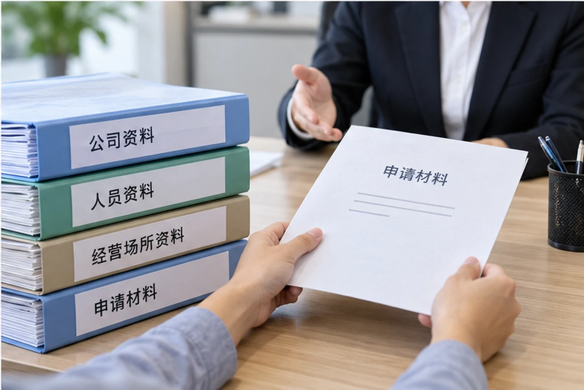 核对注册公司资料与办理事项的服务场景示意