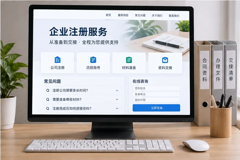 企业网站展示业务与服务信息的场景示意