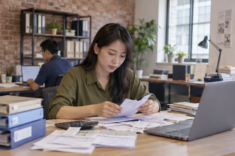 整理企业票据与日常账务资料的服务场景示意