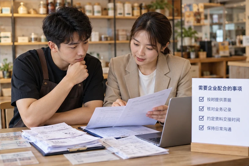 整理企业票据与日常账务资料的服务场景示意