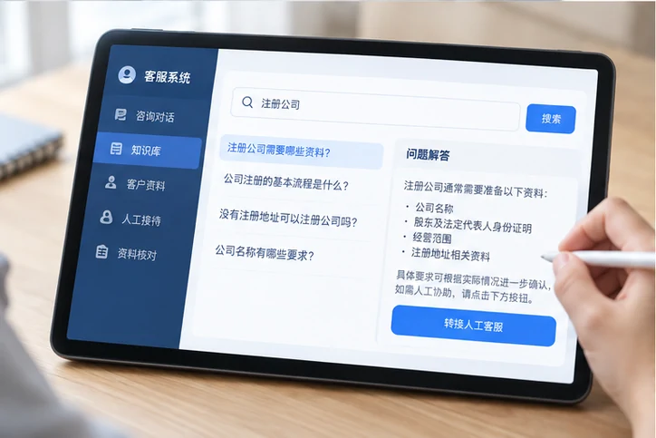 在线客服接待与咨询整理的服务场景示意