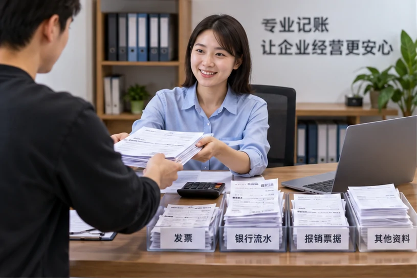 整理企业票据与日常账务资料的服务场景示意