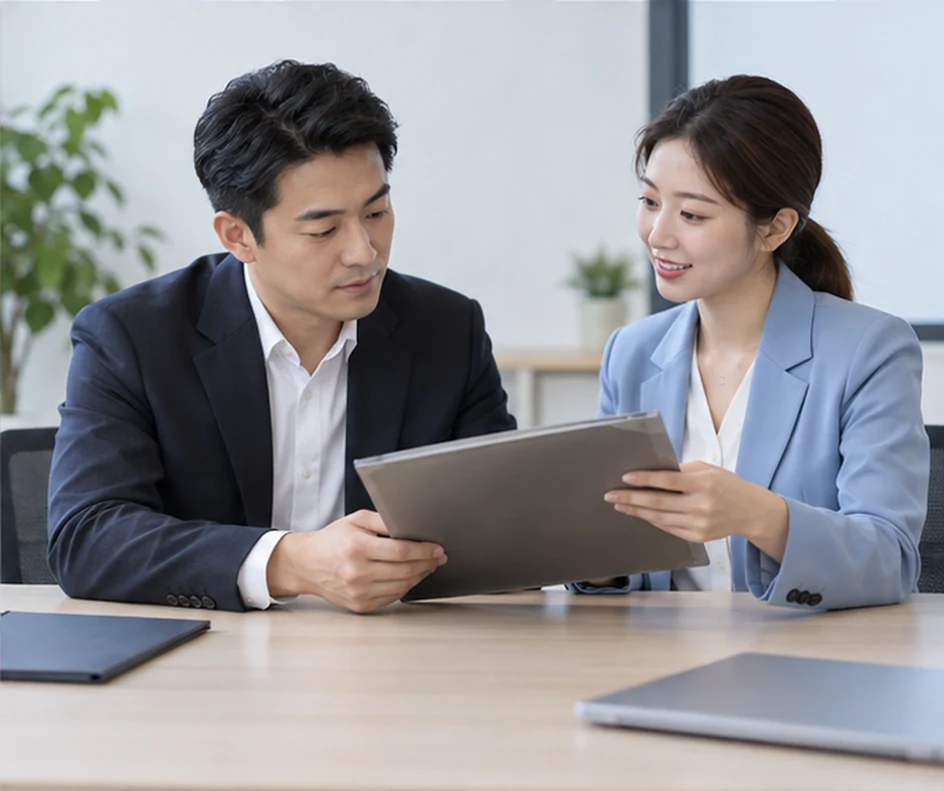 核对注册公司资料与办理事项的服务场景示意