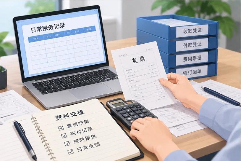整理企业票据与日常账务资料的服务场景示意