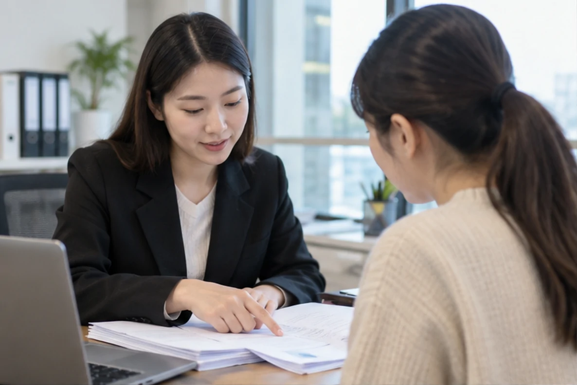 核对注册公司资料与办理事项的服务场景示意