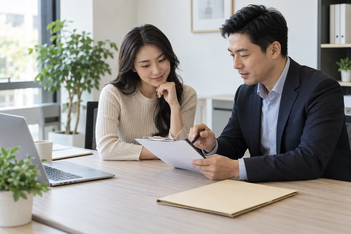 核对注册公司资料与办理事项的服务场景示意