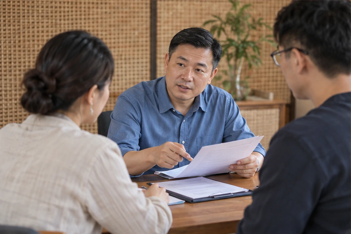 核对注册公司资料与办理事项的服务场景示意