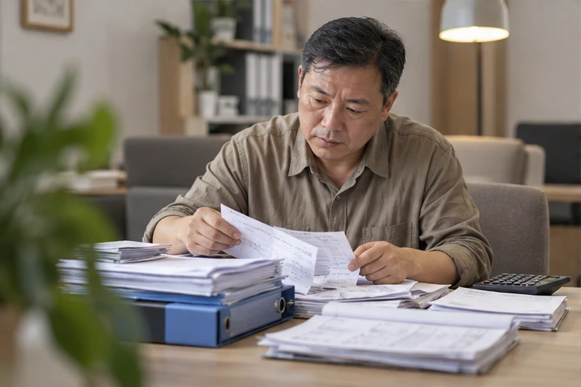 整理企业票据与日常账务资料的服务场景示意