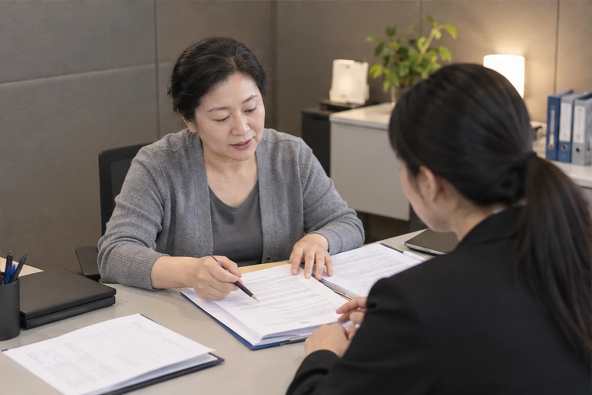 核对注册公司资料与办理事项的服务场景示意