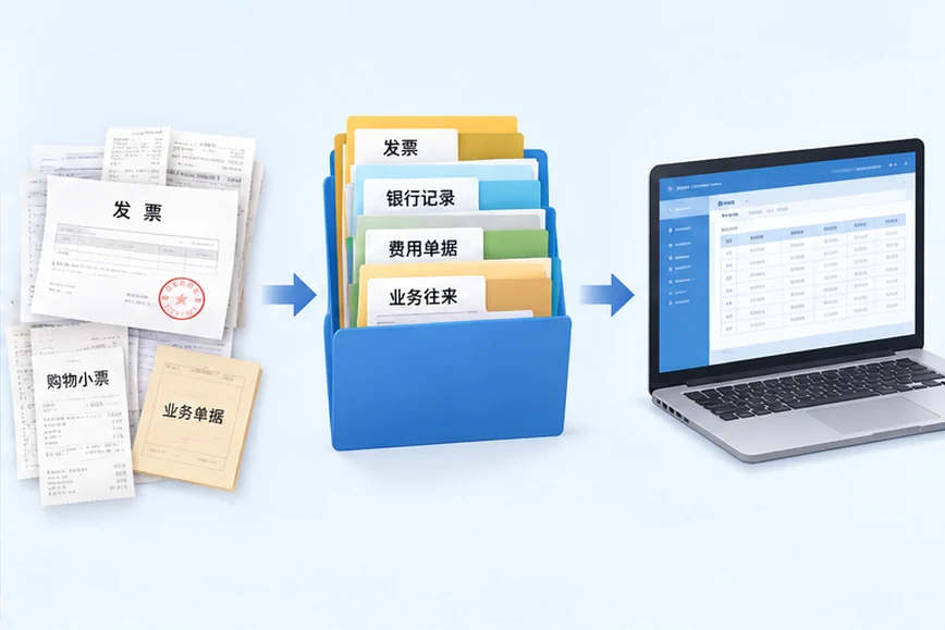 整理企业票据与日常账务资料的服务场景示意