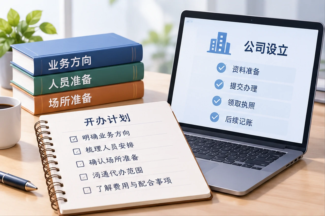 创业者一起整理开办计划的服务场景示意