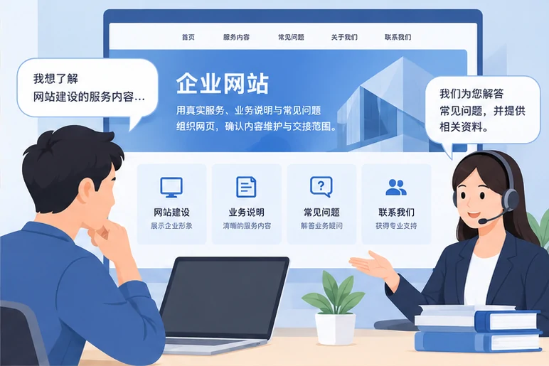 企业网站展示业务与服务信息的场景示意