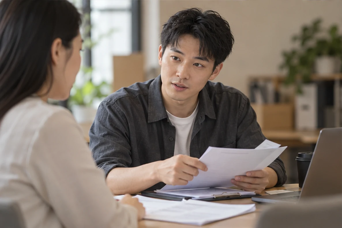 核对注册公司资料与办理事项的服务场景示意