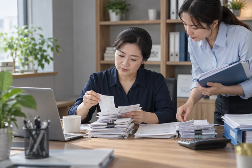 整理企业票据与日常账务资料的服务场景示意