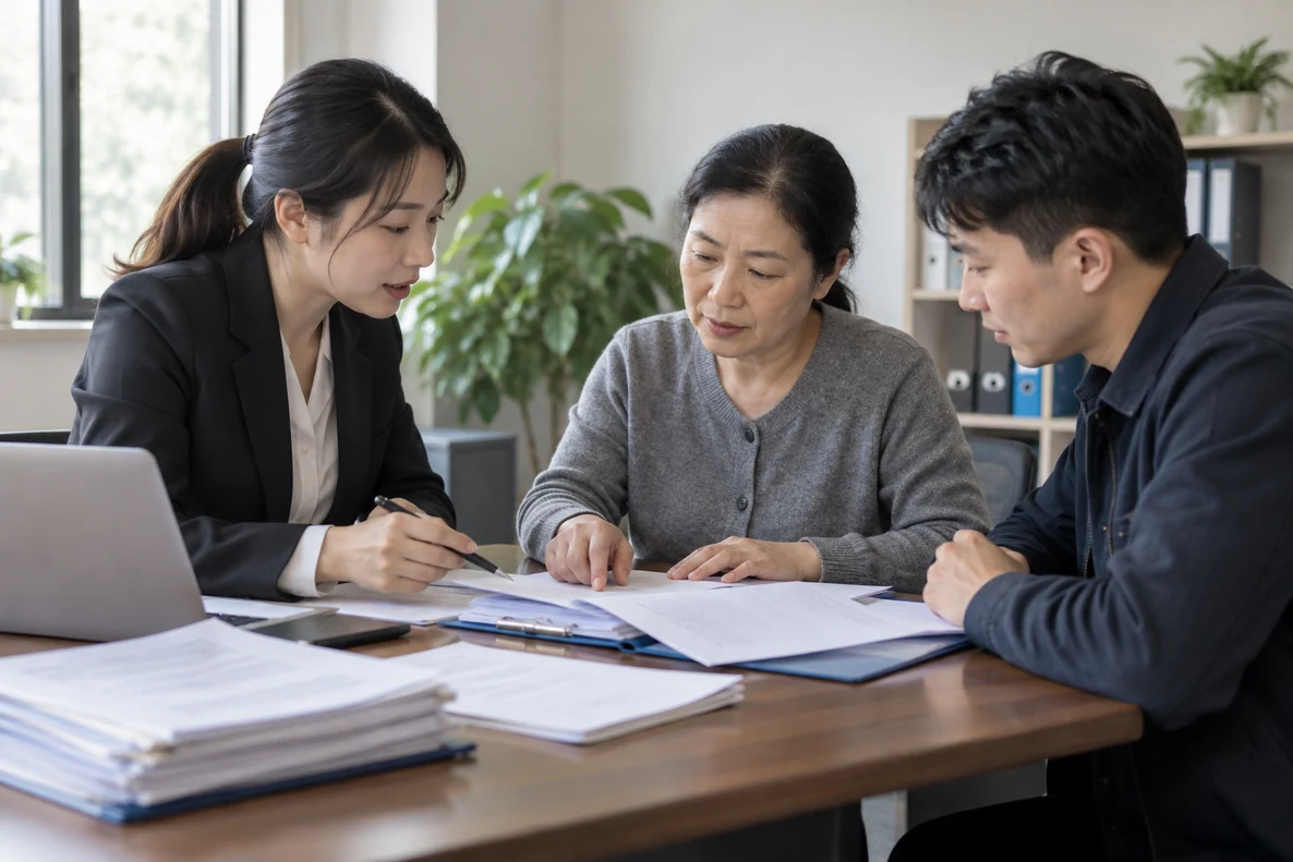 核对注册公司资料与办理事项的服务场景示意