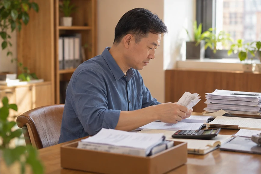 整理企业票据与日常账务资料的服务场景示意