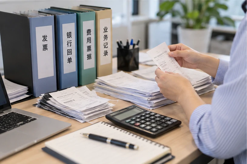 整理企业票据与日常账务资料的服务场景示意