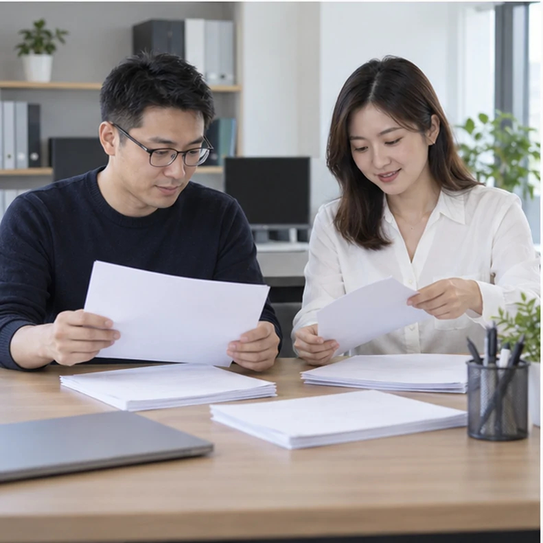核对注册公司资料与办理事项的服务场景示意