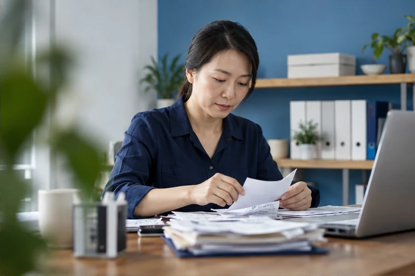 整理企业票据与日常账务资料的服务场景示意