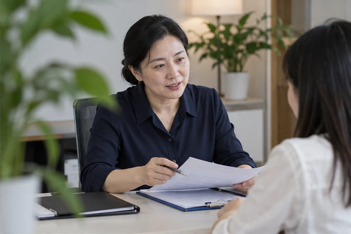 核对注册公司资料与办理事项的服务场景示意