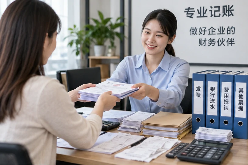 整理企业票据与日常账务资料的服务场景示意