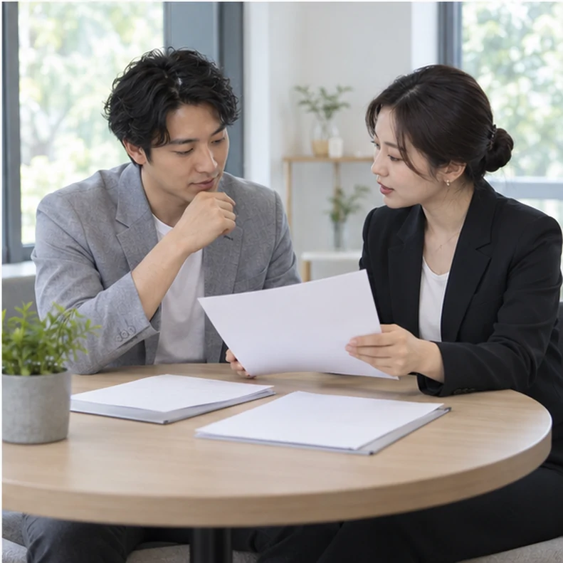 核对注册公司资料与办理事项的服务场景示意