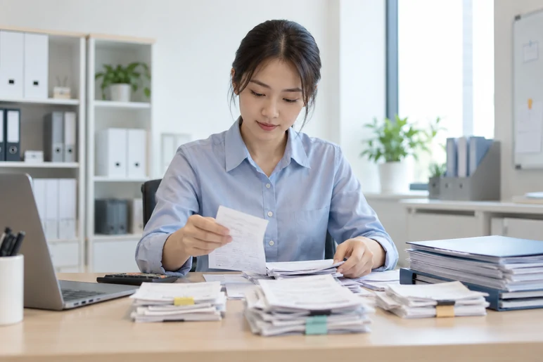 整理企业票据与日常账务资料的服务场景示意