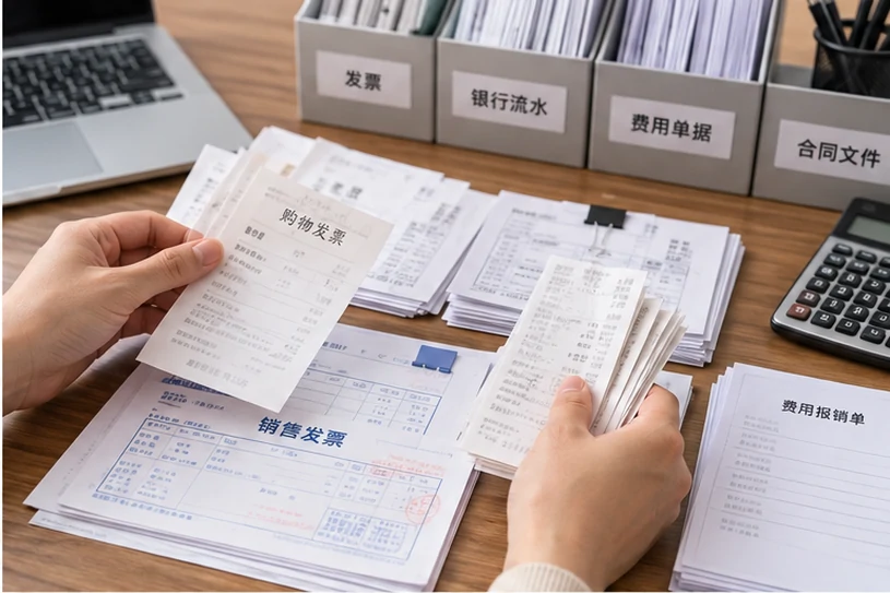 整理企业票据与日常账务资料的服务场景示意