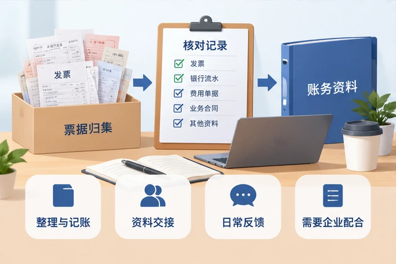整理企业票据与日常账务资料的服务场景示意