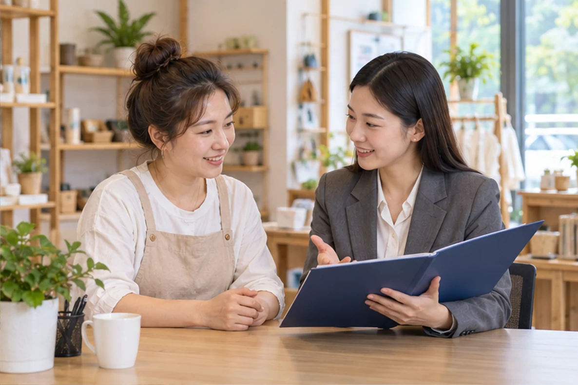 核对注册公司资料与办理事项的服务场景示意