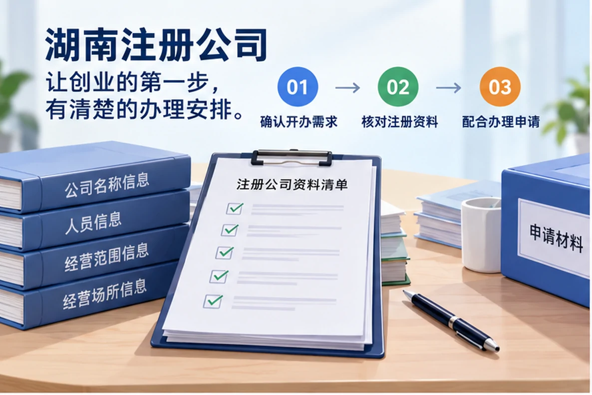 核对注册公司资料与办理事项的服务场景示意