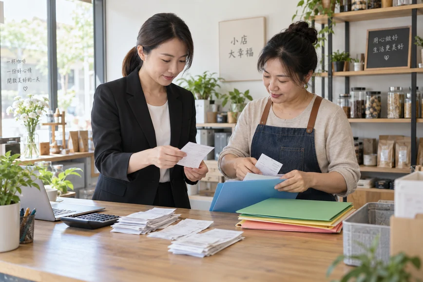 整理企业票据与日常账务资料的服务场景示意