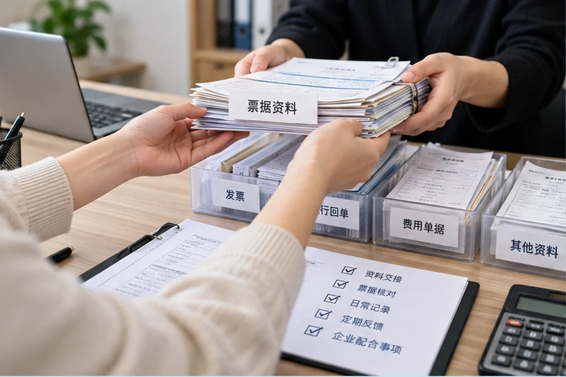 整理企业票据与日常账务资料的服务场景示意