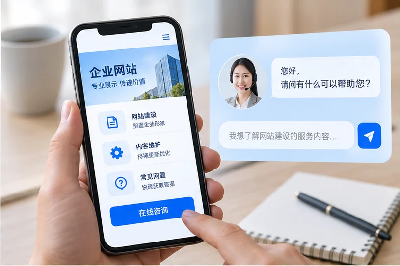 企业网站展示业务与服务信息的场景示意