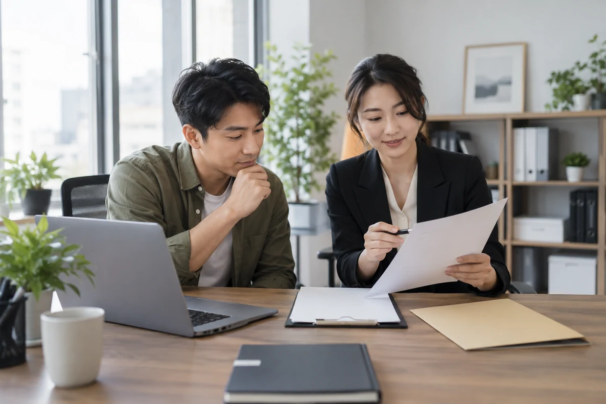 核对注册公司资料与办理事项的服务场景示意